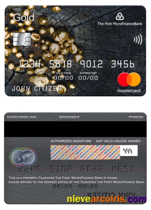 Tajikistan The First MicroFinance (FMFB) bank mastercard gold
